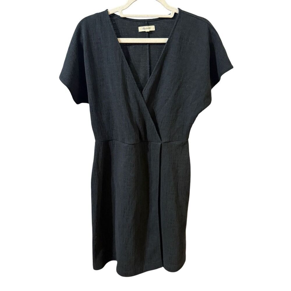 Madewell Cross-Front Flutter-Sleeve Mini Dress in Dark Nightfall‎ Sz  M
